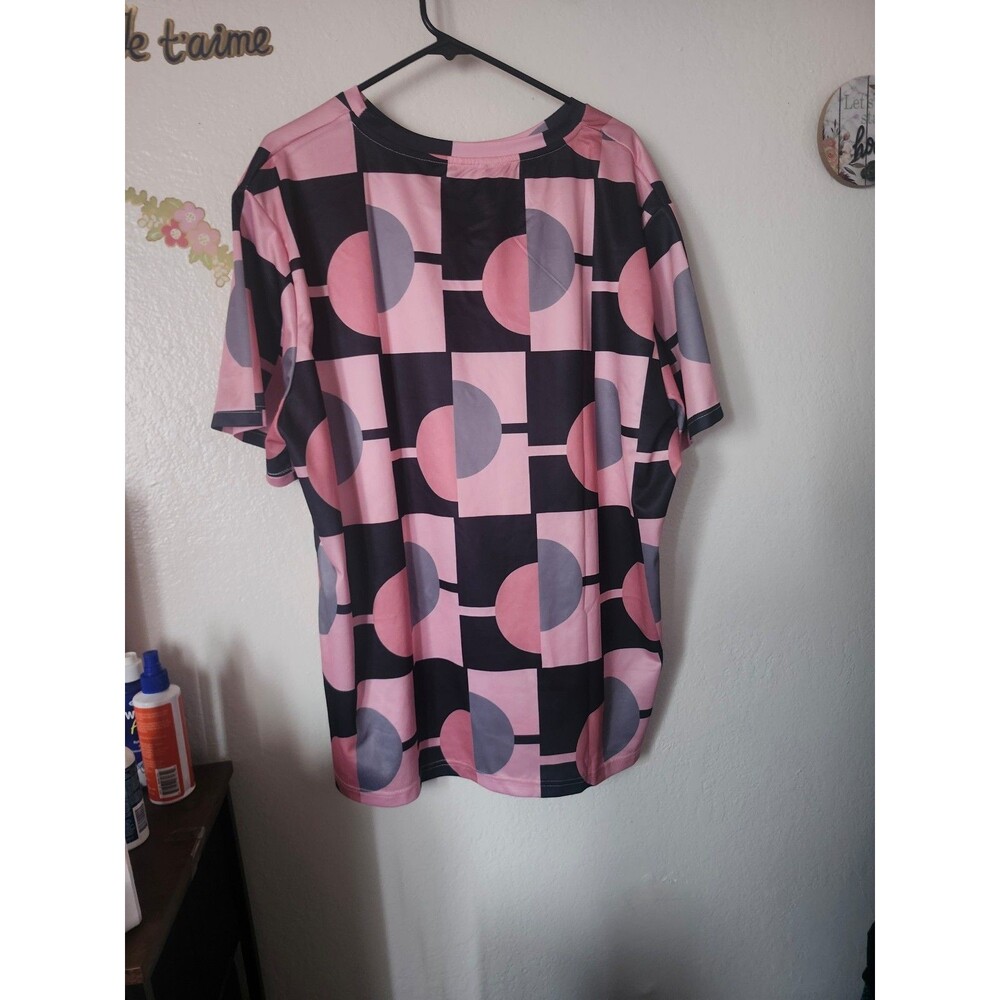 Pink & Black Geometric Pattern Pullover Top 3X - Picture 3 of 3